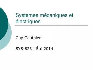 syst mes m caniques et lectriques