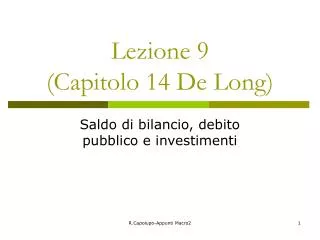lezione 9 capitolo 14 de long