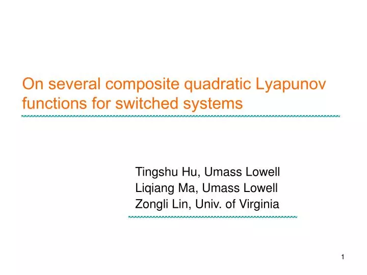 on several composite quadratic lyapunov functions for switched systems