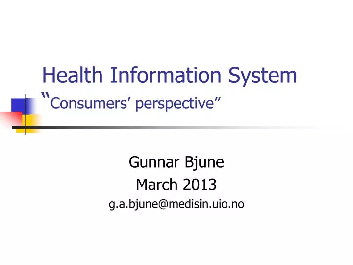 health information system consumers perspective