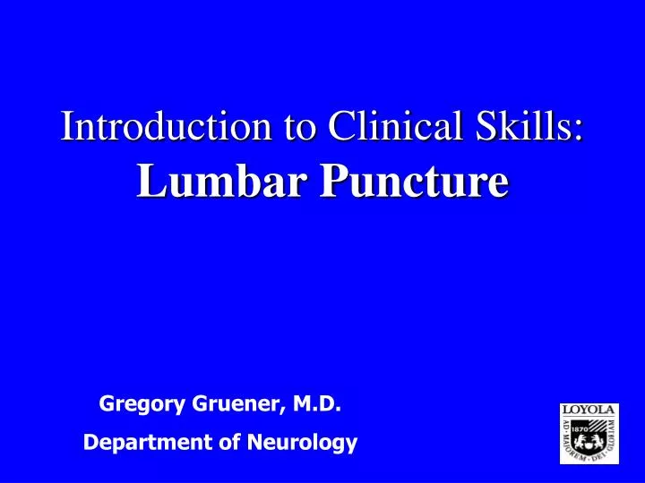 introduction to clinical skills lumbar puncture