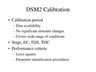DSM2 Calibration