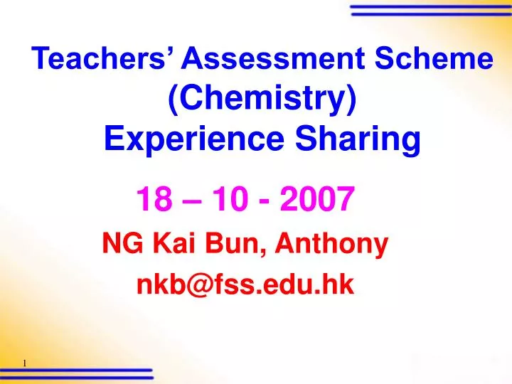 teachers assessment scheme chemistry experience sharing