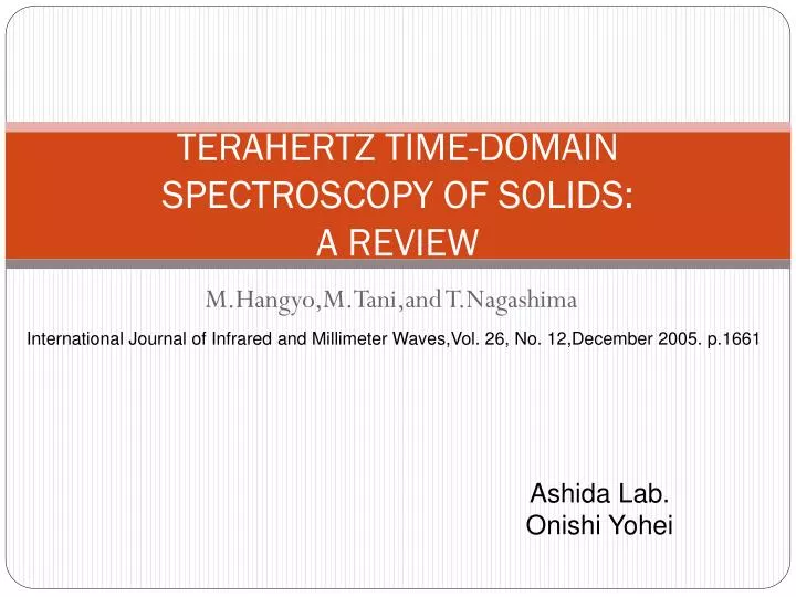 terahertz time domain spectroscopy of solids a review