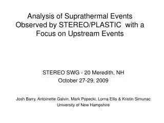 Analysis of Suprathermal Events Observed by STEREO/PLASTIC with a Focus on Upstream Events