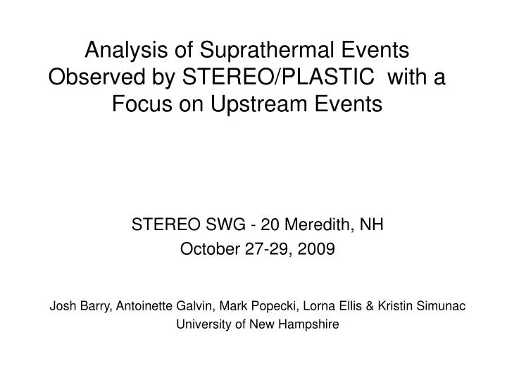 analysis of suprathermal events observed by stereo plastic with a focus on upstream events