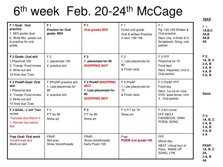 6 th week feb 20 24 th mccage
