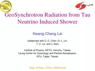 GeoSynchrotron Radiation from Tau Neutrino Induced Shower