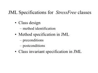 JML Specifications for StressFree classes