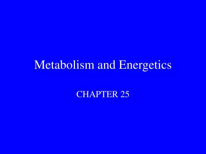 metabolism and energetics