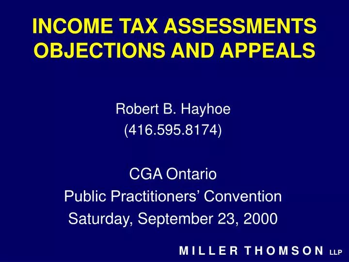 income tax assessments objections and appeals