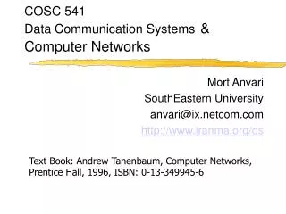 COSC 541 Data Communication Systems &amp; Computer Networks