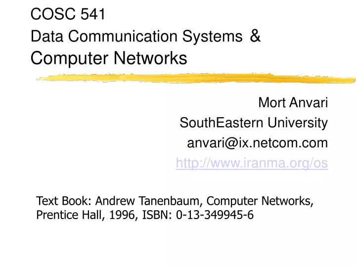 cosc 541 data communication systems computer networks