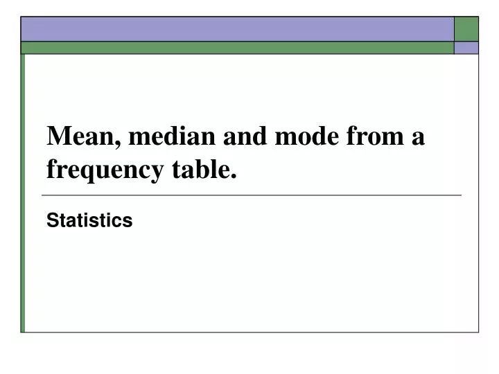 mean median and mode from a frequency table