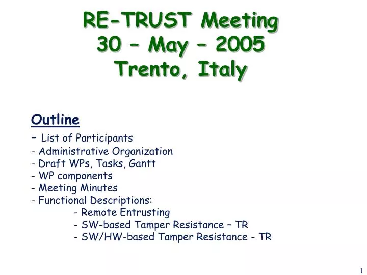 re trust meeting 30 may 2005 trento italy