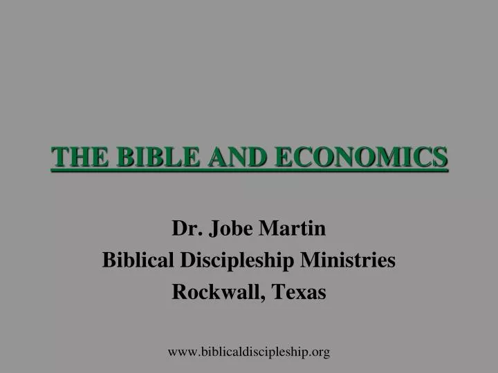 the bible and economics