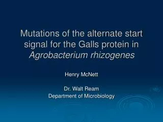Mutations of the alternate start signal for the Galls protein in Agrobacterium rhizogenes