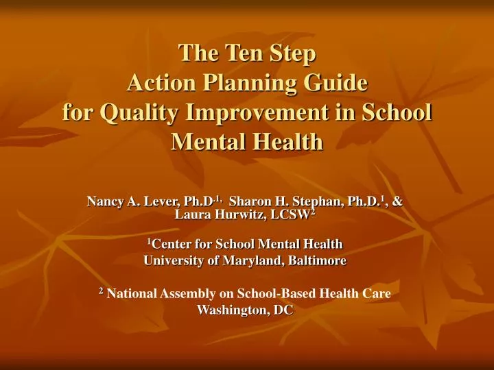 the ten step action planning guide for quality improvement in school mental health