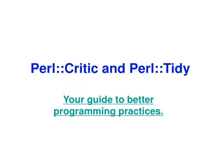 perl critic and perl tidy