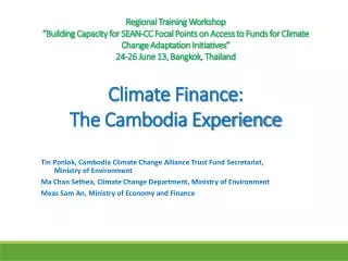 Sources of Climate Finance in Cambodia