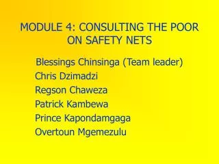 MODULE 4: CONSULTING THE POOR ON SAFETY NETS