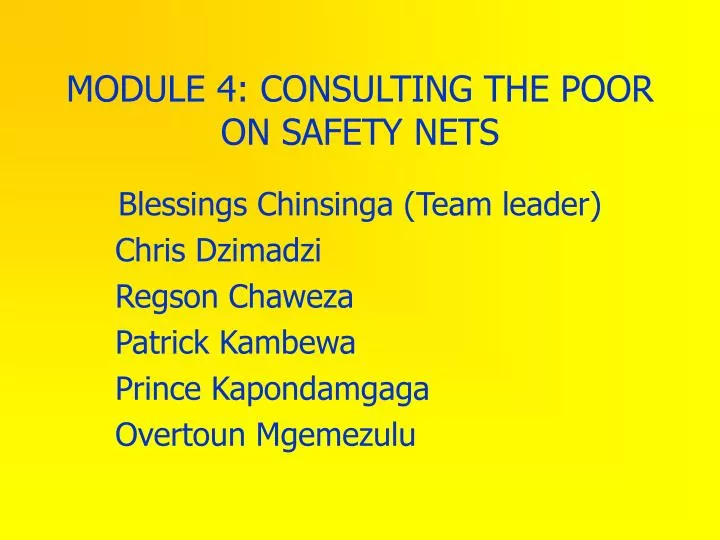 module 4 consulting the poor on safety nets