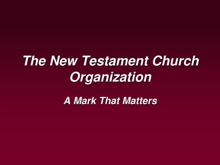 the new testament church organization