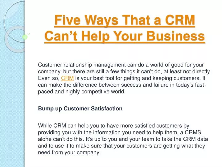 five ways that a crm can t help your business