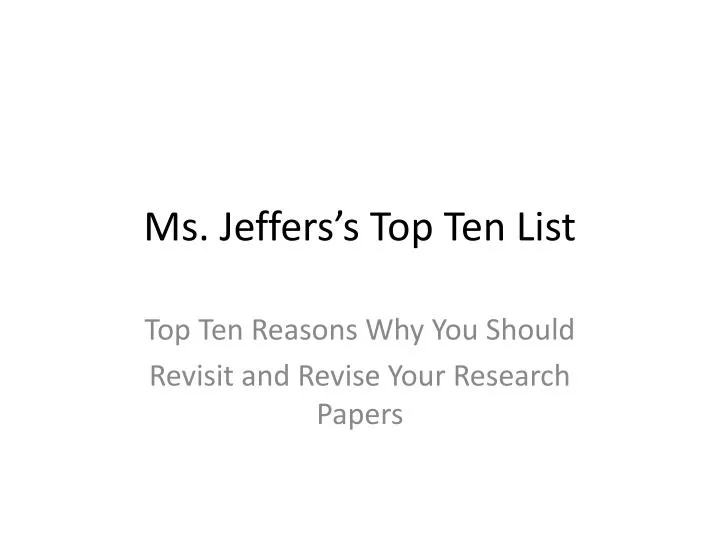 ms jeffers s top ten list