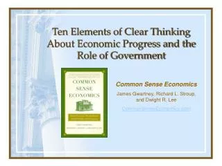 Ten Elements of Clear Thinking About Economic Progress and the Role of Government