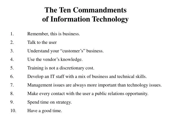 the ten commandments of information technology