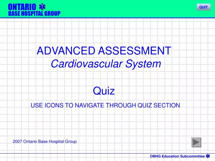 advanced assessment cardiovascular system quiz use icons to navigate through quiz section