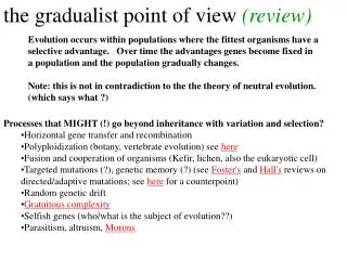 the gradualist point of view (review)