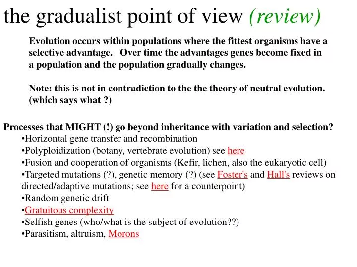 the gradualist point of view review