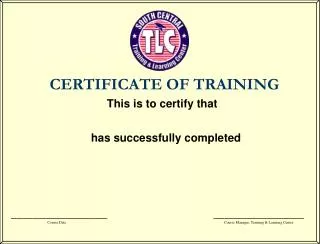 CERTIFICATE OF TRAINING