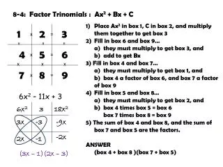8-4: Factor Trinomials : Ax 2 + Bx + C