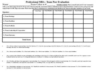Professional MBA - Team Peer Evaluation