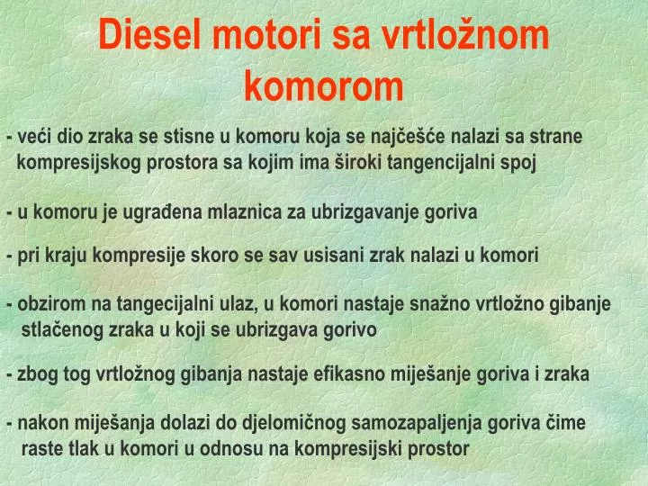 diesel motori sa vrtlo nom komorom