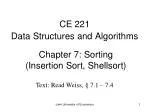 Chapter 7: Sorting (Insertion Sort, Shellsort) - slide 1