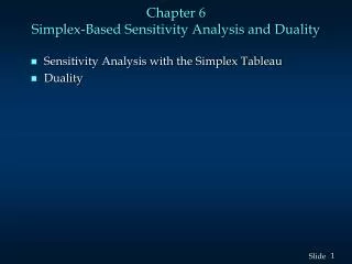 Chapter 6 Simplex-Based Sensitivity Analysis and Duality