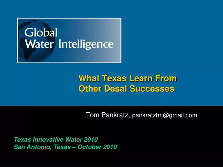 what texas learn from other desal successes
