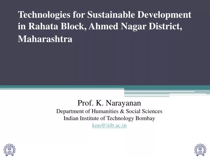 technologies for sustainable development in rahata block ahmed nagar district maharashtra