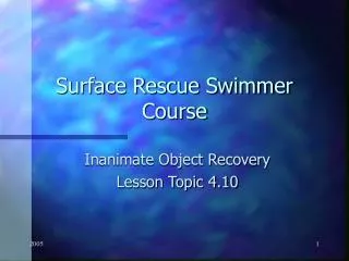Surface Rescue Swimmer Course