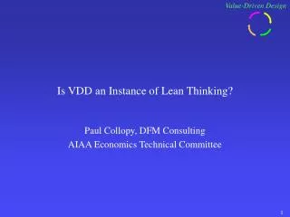 Is VDD an Instance of Lean Thinking?
