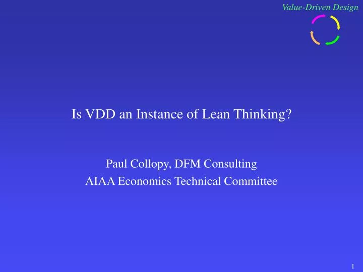 is vdd an instance of lean thinking