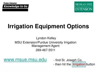 Irrigation Equipment Options