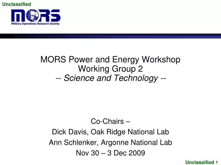 mors power and energy workshop working group 2 science and technology