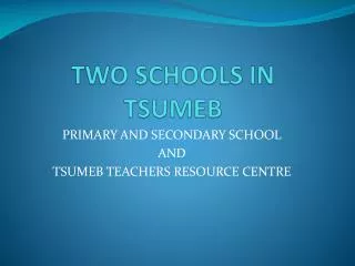 TWO SCHOOLS IN TSUMEB