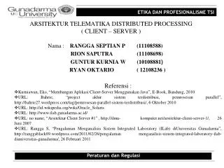 arsitektur telematika distributed processing client server