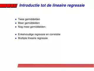 introductie tot de lineaire regressie